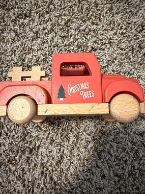 Hearth & Hand Red Wooden Christmas Trees Truck Toy